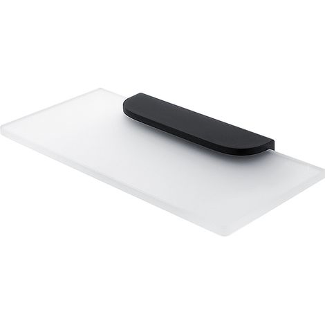 Tablette Verre Satiné L.20 Cm, Avec Fixation Noire Mate, Nikau Nimco (1/4)
