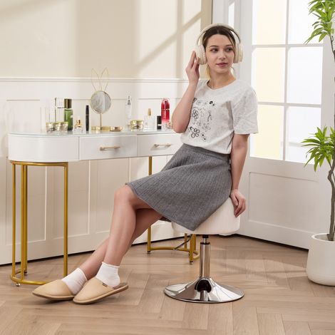 Tabouret de cuisine réglable 66 cm en hauteur de 52 à, rembourré en velours côtelé à 360°