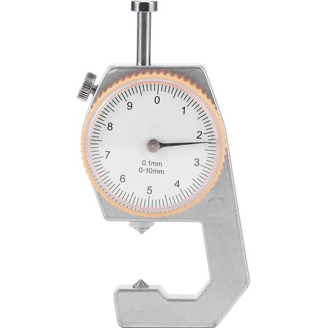 Tragbares Dickenmessgerät aus Silber zur präzisen Messung von Schmuck und Leder an Schneidebrettern (0–10 mm) mit konischem Kopf (1/5)