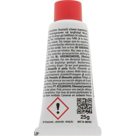 Indurente per pasta riempitiva 2K f.presto colore rosso, tubo da 25 g