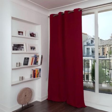 Rideau Phonique Occultant et Thermique "MOONDREAM" Rouge foncé 140x260 cm