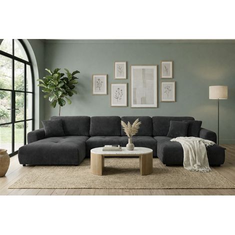 Wohnlandschaft mit Schlaffunktion BRUSK MAX Sofa in Stoff Kronos Dunkelgrau (1/5)