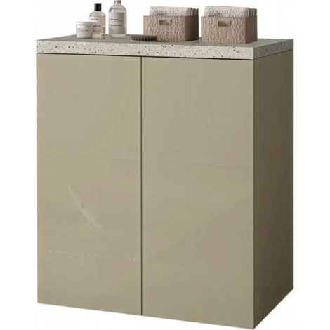 MOBILE BASE DOPPIO PER LAVANDERIA SAVINI CON RIPIANO INTERNO E ANTE CON APERTURA PUSH AND PULL - BASE DOPPIA- L.71CM H.91CM P.65CM- PIETRA/TORTORA- FIG.7  - SAV