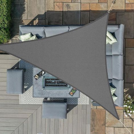 5x5x5m Graphite Voile d’ombrage Triangle, Toile Imperméable Une Protection des Rayons UV à 95%, pour en Plein air, Jardin & Terrasse (1/5)
