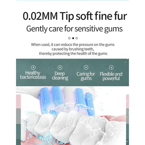Brosse à dents électrique - 6 modes de nettoyage soniques avec 4 têtes de brosse, 45 000 VPM, IPX7 (rose)-AquaForge (1/4)