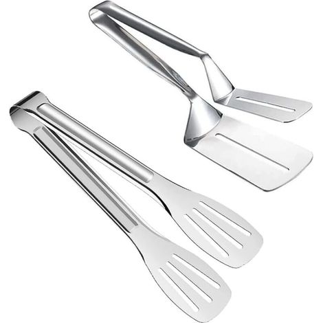 Pince Barbecue, 2Pièces Pinces à Steak, Pinces de Cuisson en Acier Inoxydabl, pince cuisine inox, Pinces à Salade, Pince à Saucisses, pour Barbecue Pain, Viandes, Pizza, Poisson, Steak (1/3)