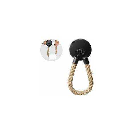 Porte-papier toilette avec étagère noire, décoration vintage, fixation murale – (1/5)