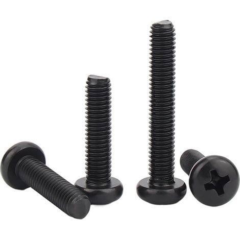 50 vis à tête cruciforme noire M2.5 M3, longueur 2,5–30 mm, petite électronique (8 x pièces)