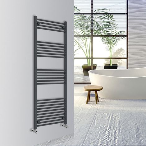 Warmehaus Straight Bathroom Heated Towel Rail Warmer Radiator Central Heating 1600x600mm Anthracite (1/5)