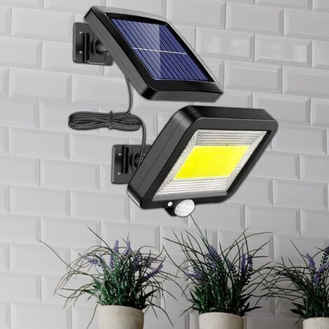 NALOOKAMIC Vtizikl Projecteur solaire avec 100 LED, lampes solaires XVZ avec détecteur de mouvement, IP65 étanche, applique murale de terrasse solaire avec câble de 16,5 pieds [Classe énergétique A ++