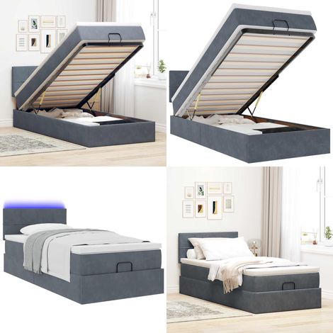 vidaXL Ottoman-Bett mit Matratze & LEDs Dunkelgrau 80x200 cm Samt (1/5)