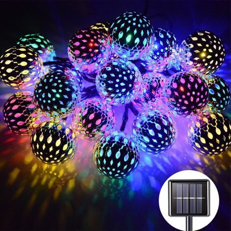 Guirlande lumineuse solaire - 5 m 20 LED - Guirlande lumineuse marocaine - Pour terrasse, jardin, fête, festival - Lumières colorées (1/5)