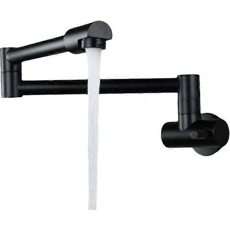 Robinet de cuisine, en laiton massif, sans plomb, avec double commande et bras extensibles pliables pour installation murale. (1/5)