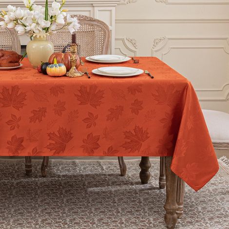 Nappe Automne Feuille d'érable 140x240 cm Rectangulaire Orange rouille Lavable