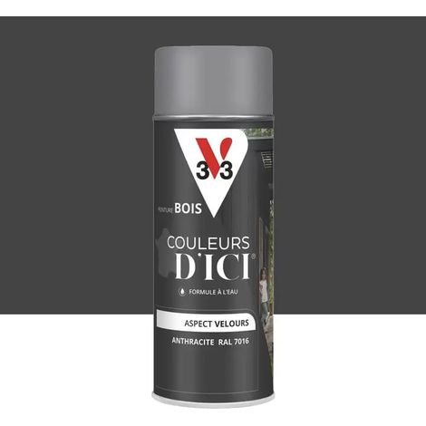 Aérosol Peinture pour Bois Extérieurs V33 Couleurs d'ICI Velours Anthracite 0,4 L (1/3)