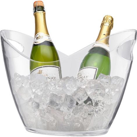 Seau à glace en acrylique transparent de 8 litres avec poignée de transport, idéal pour les buffets, les barbecues, le camping et les pique-niques. (1/5)