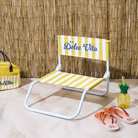 Chaise de Plage - HOME DECO FACTORY - Dolce Vita - Pliable - Jaune (1/3)
