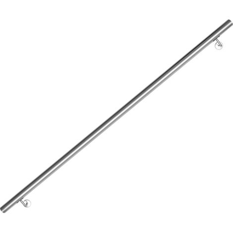 Wolketon Edelstahl Handlauf Geländer Querstab halter Wandhandlauf rund Ttreppengeländer Griff mit 2 Halterung, silber, innen & außen, 150cm