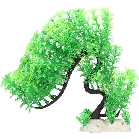 Plante Aquatique Artificielle - Décoration Aquarium En Plastique Vert - Design Courbé Réaliste - Pour Cachette De Poisson - 1 Pièce (1/5)