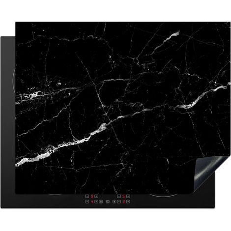 PROTECTION PLAQUE INDUCTION Aspect marbré - Noir - Luxe Cuisine Accessoire 65x52 cm