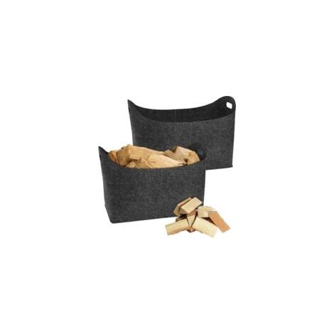 Lot de 2 sacs en feutre pour bois de cheminée,55 x 30 x 40 cm feutre, Gris foncé (1/5)