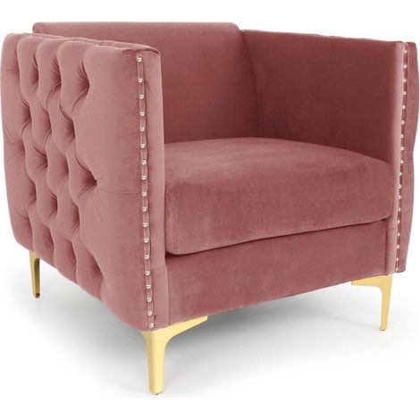 Fauteuil Design en Velours "Suez" 83cm Rose (1/4)
