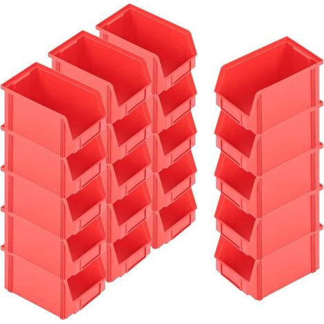 BRB Lot de 20 boîtes de rangement Classic FB 4 - Dimensions : 230/200 x 140 x 122 mm - Capacité : 3,7 l - Rouge