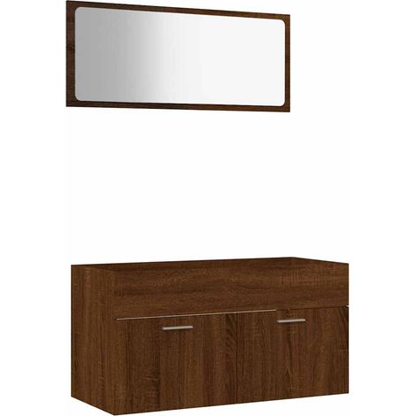 Ensemble de meubles de salle de bain 2 pcs,Ensemble d'armoires de salle de bain Chêne marron CFW21117 (1/5)