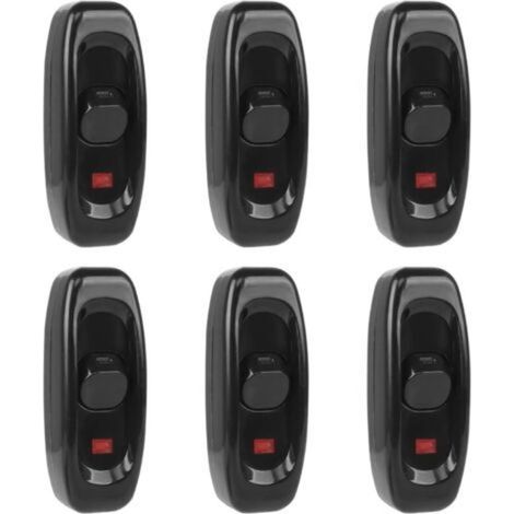 6pcs Interrupteur Lampe, Interrupteur à Bascule 250 V 10 A Ligne Cordon Interrupteur à Touche Basculante Interrupteur Intermédiaire Avec Voyant Led (Noir)
