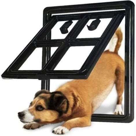Porte pour animaux de compagnie avec chatière – Couleur noir – Installation facile – Convient aux chiens et chats de petite taille (1/5)