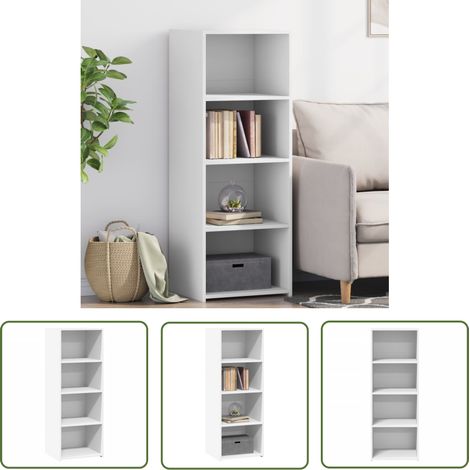 The Living Store Buffet haut blanc 45x41x124 cm bois d'ingénierie - Buffet Design Intemporel - Meuble Rangement Blanc - Commode Bois D'ingénierie - Buffet Cuisine - Buffet Salon (1/5)