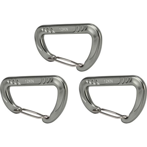 Set aus 3 D-Ring-Schlüsselanhängerkarabinern mit Schnellverschlüssen, geeignet für Outdoor-Klettern und Bergsteigen. (1/4)
