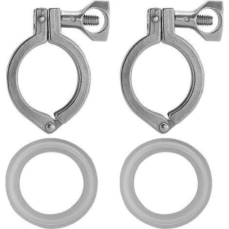 Sätze hochbelastbarer Tri-Clamp-Schlauchschellen mit Einzelbolzen aus Edelstahl 304 mit Silikondichtung - TWO-Silber (1/4)