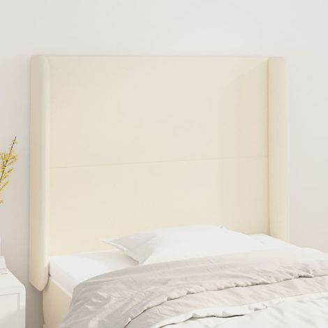 Armoire de tête de lit classique Tête de lit avec oreilles solide pour Chambre -  Crème 103x16x118/128 cm Similicuir -71333 (1/5)