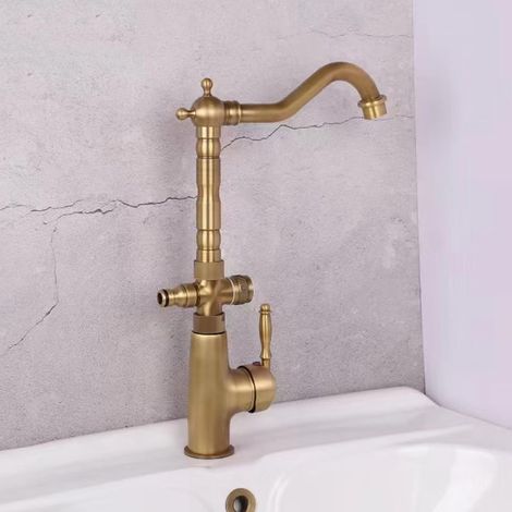 Robinet mural pour lave-linge, 32 cm, laiton, double sortie (1/5)
