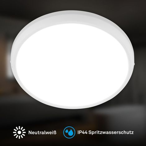 Briloner Plafoniera LED IP44 Ø37,5x4 cm 24W 2900lm 4000K Bianco Neutro Protezione Dagli Spruzzi D’Acqua Bianca - Lampada Da Bagno Soggiorno Cucina (1/5)