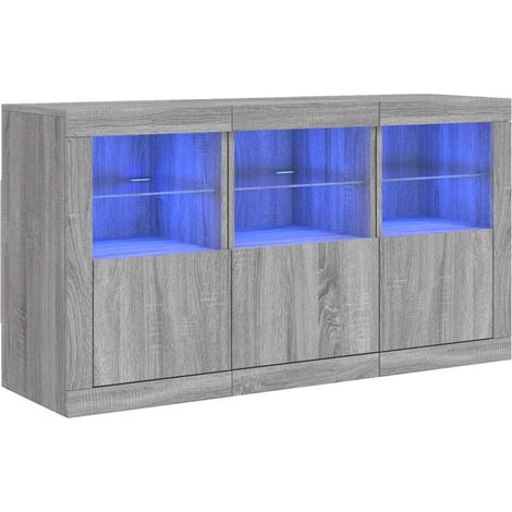 Maison Exclusive - Aparador con luces LED gris Sonoma 123x37x67 c (1/5)