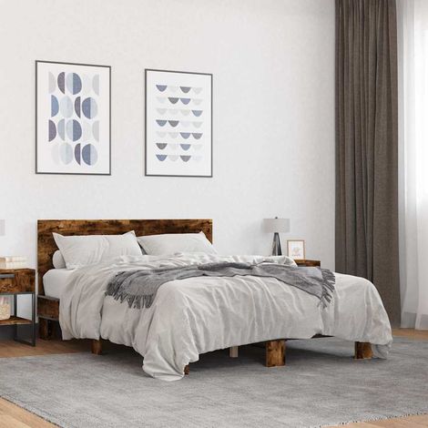 vidaXL Bed Frame without Mattress Smoked Oak 120x200 cm (1/5)