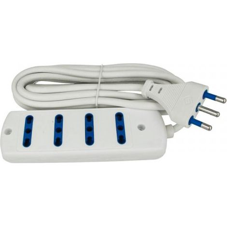 Multipresa Ciabatta Elettrica 4 Posti Cavo Da 3 Metri Colore Bianco