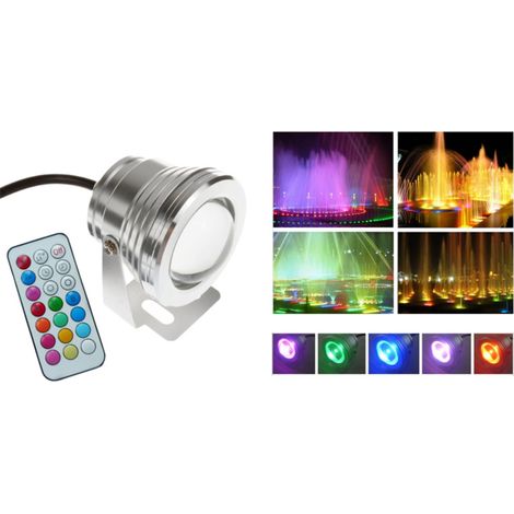 TrAdE Shop Traesio - Faro Faretto Led Orientabile Calda Fredda Rgb 10 Watt Cob 12 Volt Ip 65 Luce - -RGB - (1/4)