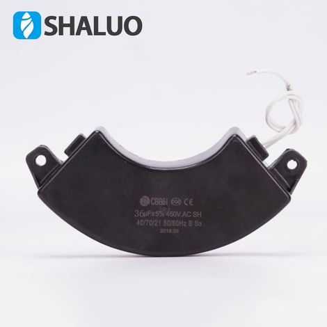 CBB61 450V 36µF Capacitor for Gasoline Generator, Crescent-Shaped Capacitor with Two Wires