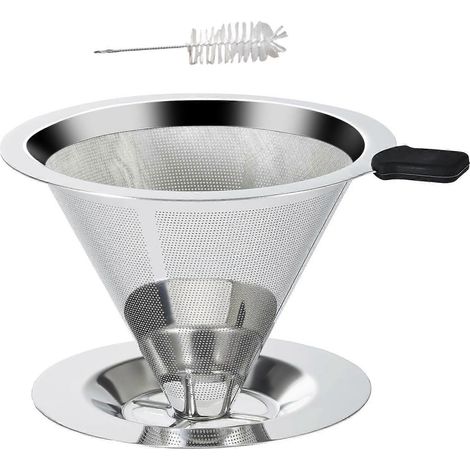 Filtre à café sans papier en acier inoxydable, porte-filtre à café à infusion lente ( ) (1/5)