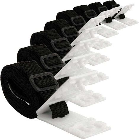 [NON UTILIZZATO] Kit di fissaggio per avvolgicavo per copertura solare per piscina con 8 cinghie adesive in nylon e linguette, 8 piastre per cavi, 8 fibbie
