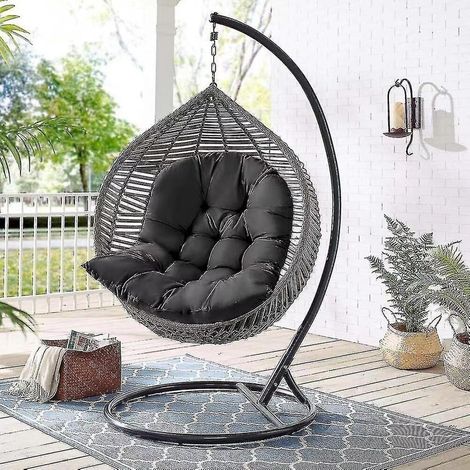 Coussin de balancelle en rotin imperméable pour décoration de meubles de jardin, intérieur/extérieur, noir, 120 x 80 cm (1/5)