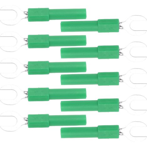 10 Stück Gabelkabelschuhe aus Messing, 6 mm/0,2 Zoll, Y-förmig, 4 mm/0,2 Zoll Loch, Bananenstecker, 30 V AC – 60 V DC, max. 10 A, grün (1/5)