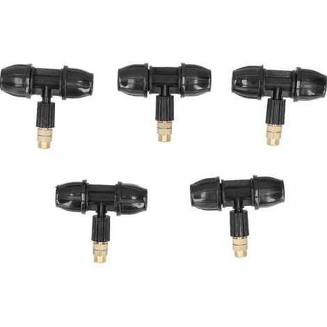 5PCS Brass Misting Nozzle Adjustable Copper Spray Nozzle Tee for Garden 9/12 Water Hose Connector (1/5)