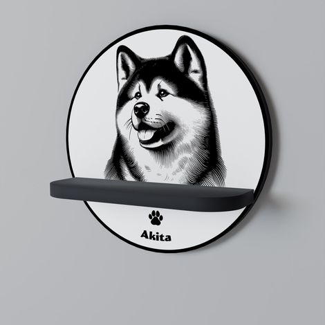 Estante redondo negro para perro Akita (1/5)