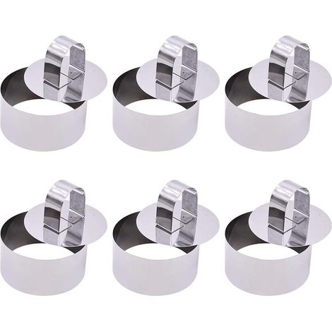 DOLASO 6 Stück Gebäckring, runde Gebäckform, Backen, Edelstahl, Kuchenring, Mousse-Formen, Dessertringe (rund) (1/4)