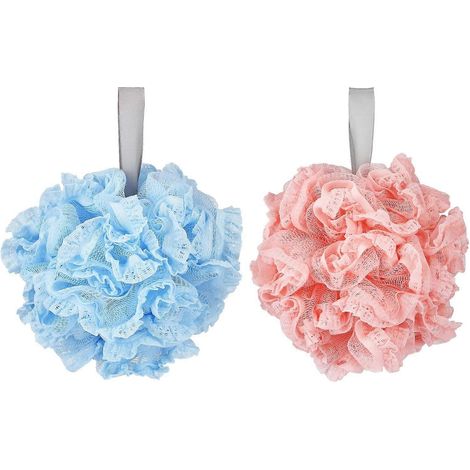 Lot de 2 éponges de douche exfoliantes, motif fleurs, pour hommes et femmes. (1/5)