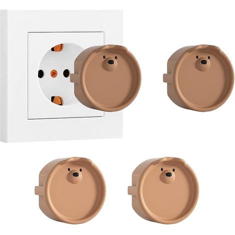 Set di 4 cappucci protettivi per prese F, in silicone, per proteggere da polvere e schizzi protezione contro le scosse elettriche marrone+kaki. (1/5)